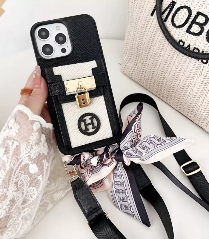 Hermes Leather iPhone case Black luxury brand thumb1