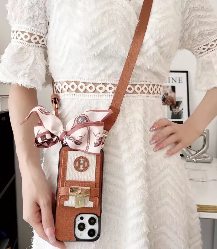 Hermes Leather iPhone case brown luxury brand thumb