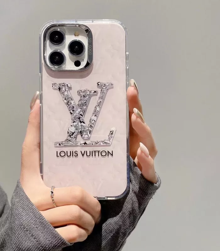 Luxury TPU iPhone Case Lv & Chanel Brand Pink thumb-2