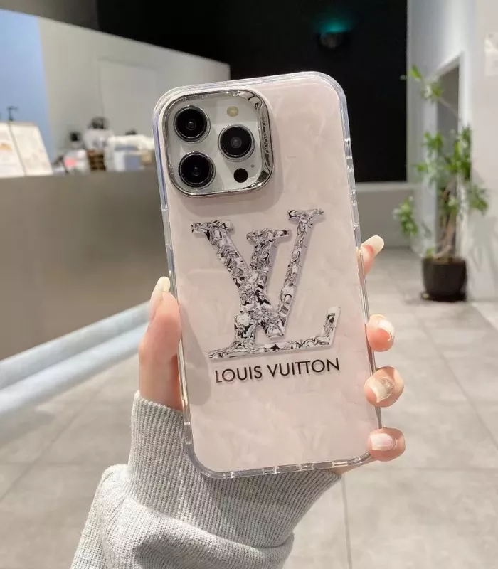 Luxury TPU iPhone Case Lv & Chanel Brand Pink thumb