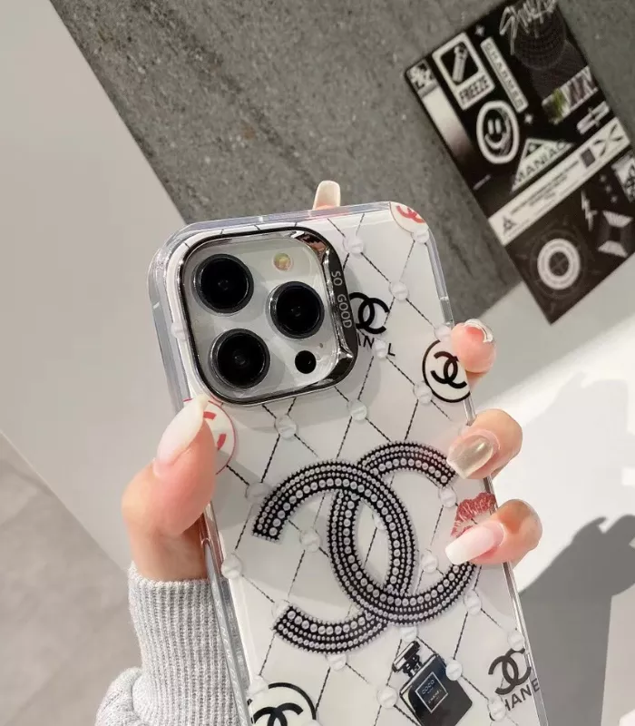 Luxury TPU iPhone Case Lv & Chanel Brand white details thumb