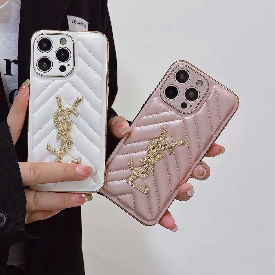 Luxury YSL iPhone Case Style Quilted PU Leather iPhone Case-335c97eb